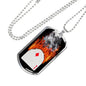 Diamond On Fire Dog Tag Stainless Steel or 18k Gold 24" Chain-Express Your Love Gifts