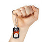 Diamond On Fire Dog Tag Stainless Steel or 18k Gold 24" Chain-Express Your Love Gifts