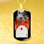 Diamond On Fire Dog Tag Stainless Steel or 18k Gold 24" Chain-Express Your Love Gifts