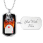 Diamond On Fire Dog Tag Stainless Steel or 18k Gold 24" Chain-Express Your Love Gifts