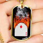 Diamond On Fire Dog Tag Stainless Steel or 18k Gold 24" Chain-Express Your Love Gifts