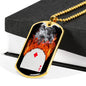 Diamond On Fire Dog Tag Stainless Steel or 18k Gold 24" Chain-Express Your Love Gifts