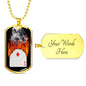 Diamond On Fire Dog Tag Stainless Steel or 18k Gold 24" Chain-Express Your Love Gifts