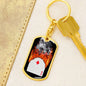 Diamond On Fire Keychain Dog Tag Stainless Steel or 18k Gold-Express Your Love Gifts