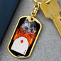 Diamond On Fire Keychain Dog Tag Stainless Steel or 18k Gold-Express Your Love Gifts