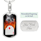 Diamond On Fire Keychain Dog Tag Stainless Steel or 18k Gold-Express Your Love Gifts