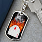 Diamond On Fire Keychain Dog Tag Stainless Steel or 18k Gold-Express Your Love Gifts