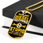 Diesel Mechanic Fix Stupid Dog Tag Stainless Steel or 18k Gold 24" Chain-Express Your Love Gifts