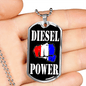 Diesel Power Dog Tag Stainless Steel or 18k Gold 24" Chain-Express Your Love Gifts