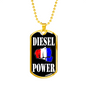 Diesel Power Dog Tag Stainless Steel or 18k Gold 24" Chain-Express Your Love Gifts