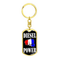 Diesel Power Fist Swivel Keychain Dog Tag Stainless Steel or 18k Gold-Express Your Love Gifts