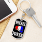 Diesel Power Fist Swivel Keychain Dog Tag Stainless Steel or 18k Gold-Express Your Love Gifts