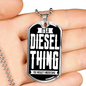 Diesel Thing Dog Tag Stainless Steel or 18k Gold 24" Chain-Express Your Love Gifts