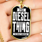 Diesel Thing Dog Tag Stainless Steel or 18k Gold 24" Chain-Express Your Love Gifts