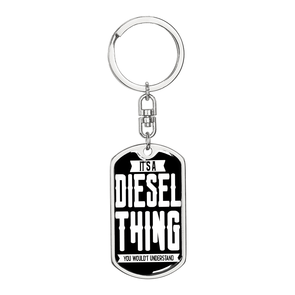 Diesel Thing Swivel Keychain Dog Tag Stainless Steel or 18k Gold-Express Your Love Gifts