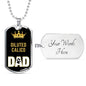 Diluted Calico Cat Dad Necklace Stainless Steel or 18k Gold Dog Tag 24" Chain-Express Your Love Gifts