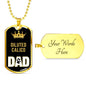 Diluted Calico Cat Dad Necklace Stainless Steel or 18k Gold Dog Tag 24" Chain-Express Your Love Gifts