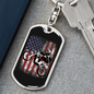 Dirt Bike American Flag Biker Keychain Stainless Steel or 18k Gold Dog Tag Keyring-Express Your Love Gifts