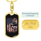 Dirt Bike American Flag Biker Keychain Stainless Steel or 18k Gold Dog Tag Keyring-Express Your Love Gifts