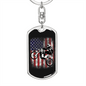 Dirt Bike American Flag Biker Keychain Stainless Steel or 18k Gold Dog Tag Keyring-Express Your Love Gifts