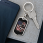 Dirt Bike American Flag Biker Keychain Stainless Steel or 18k Gold Dog Tag Keyring-Express Your Love Gifts