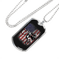Dirt Bike American Flag Biker Necklace Stainless Steel or 18k Gold Dog Tag 24"-Express Your Love Gifts