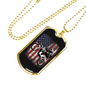 Dirt Bike American Flag Biker Necklace Stainless Steel or 18k Gold Dog Tag 24"-Express Your Love Gifts