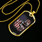 Dirt Bike American Flag Biker Necklace Stainless Steel or 18k Gold Dog Tag 24"-Express Your Love Gifts