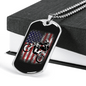 Dirt Bike American Flag Biker Necklace Stainless Steel or 18k Gold Dog Tag 24"-Express Your Love Gifts