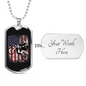 Dirt Bike American Flag Biker Necklace Stainless Steel or 18k Gold Dog Tag 24"-Express Your Love Gifts