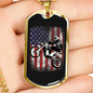 Dirt Bike American Flag Biker Necklace Stainless Steel or 18k Gold Dog Tag 24"-Express Your Love Gifts
