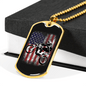 Dirt Bike American Flag Biker Necklace Stainless Steel or 18k Gold Dog Tag 24"-Express Your Love Gifts
