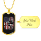 Dirt Bike American Flag Biker Necklace Stainless Steel or 18k Gold Dog Tag 24"-Express Your Love Gifts
