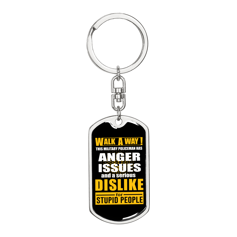 Dislike For Stupid People Keychain Stainless Steel or 18k Gold Dog Tag Keyring-Express Your Love Gifts
