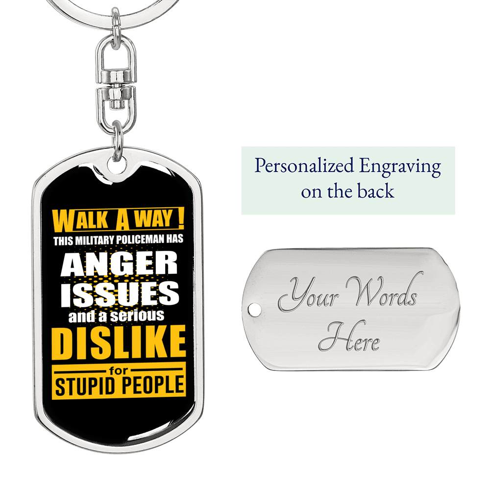 Dislike For Stupid People Keychain Stainless Steel or 18k Gold Dog Tag Keyring-Express Your Love Gifts