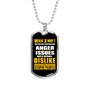 Dislike For Stupid People Necklace Stainless Steel or 18k Gold Dog Tag 24"-Express Your Love Gifts