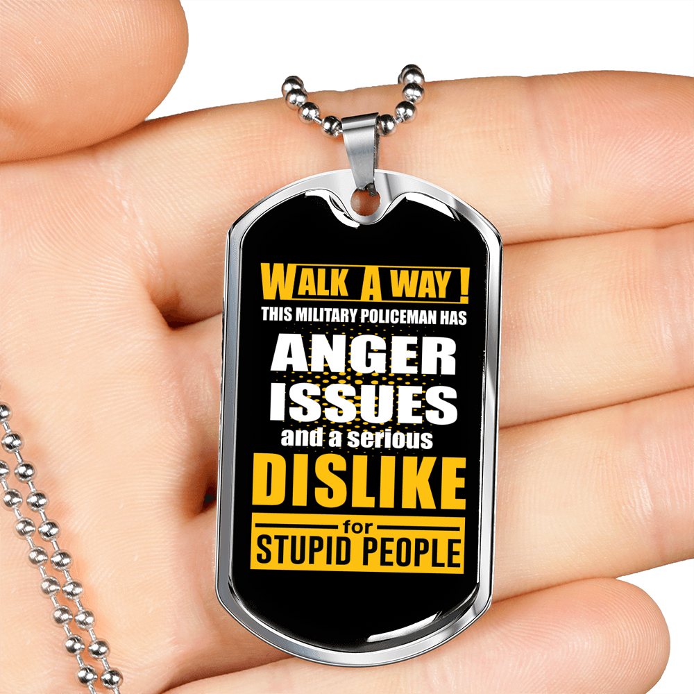 Dislike For Stupid People Necklace Stainless Steel or 18k Gold Dog Tag 24"-Express Your Love Gifts