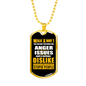 Dislike For Stupid People Necklace Stainless Steel or 18k Gold Dog Tag 24"-Express Your Love Gifts