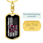 Distressed Flag Fishing Keychain Stainless Steel or 18k Gold Dog Tag Keyring-Express Your Love Gifts
