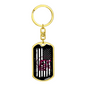 Distressed Flag Fishing Keychain Stainless Steel or 18k Gold Dog Tag Keyring-Express Your Love Gifts