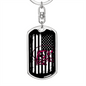 Distressed Flag Fishing Keychain Stainless Steel or 18k Gold Dog Tag Keyring-Express Your Love Gifts