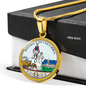 District Of Columbia State Seal Necklace Circle Pendant Stainless Steel or 18k Gold 18-22-Express Your Love Gifts
