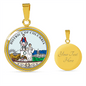 District Of Columbia State Seal Necklace Circle Pendant Stainless Steel or 18k Gold 18-22-Express Your Love Gifts