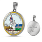 District Of Columbia State Seal Necklace Circle Pendant Stainless Steel or 18k Gold 18-22-Express Your Love Gifts