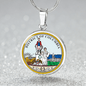 District Of Columbia State Seal Necklace Circle Pendant Stainless Steel or 18k Gold 18-22-Express Your Love Gifts
