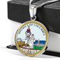 District Of Columbia State Seal Necklace Circle Pendant Stainless Steel or 18k Gold 18-22-Express Your Love Gifts