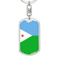 Djibouti Flag Keychain Dog Tag Stainless Steel or 18k Gold-Express Your Love Gifts