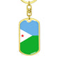 Djibouti Flag Keychain Dog Tag Stainless Steel or 18k Gold-Express Your Love Gifts