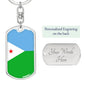 Djibouti Flag Keychain Dog Tag Stainless Steel or 18k Gold-Express Your Love Gifts