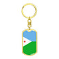 Djibouti Flag Keychain Dog Tag Stainless Steel or 18k Gold-Express Your Love Gifts